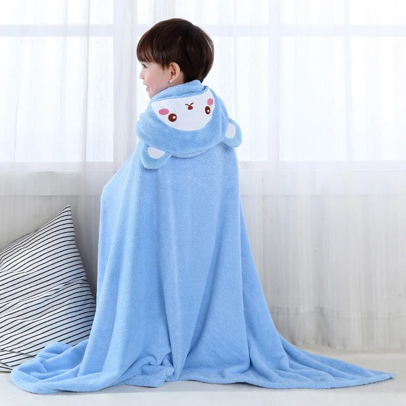 Baby Hooded Bathrobe Coral Velvet Soft Cotton Newborn Towel Blanket Baby Warm Sleeping Wrap Cartoon Water Absorption Bath Towels