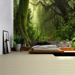Forest Stream Tapestry Wall Hanging Sandy Beach Picnic Rug Camping Tent Sleeping Pad Home Decor Bedspread Sheet Wall Cloth