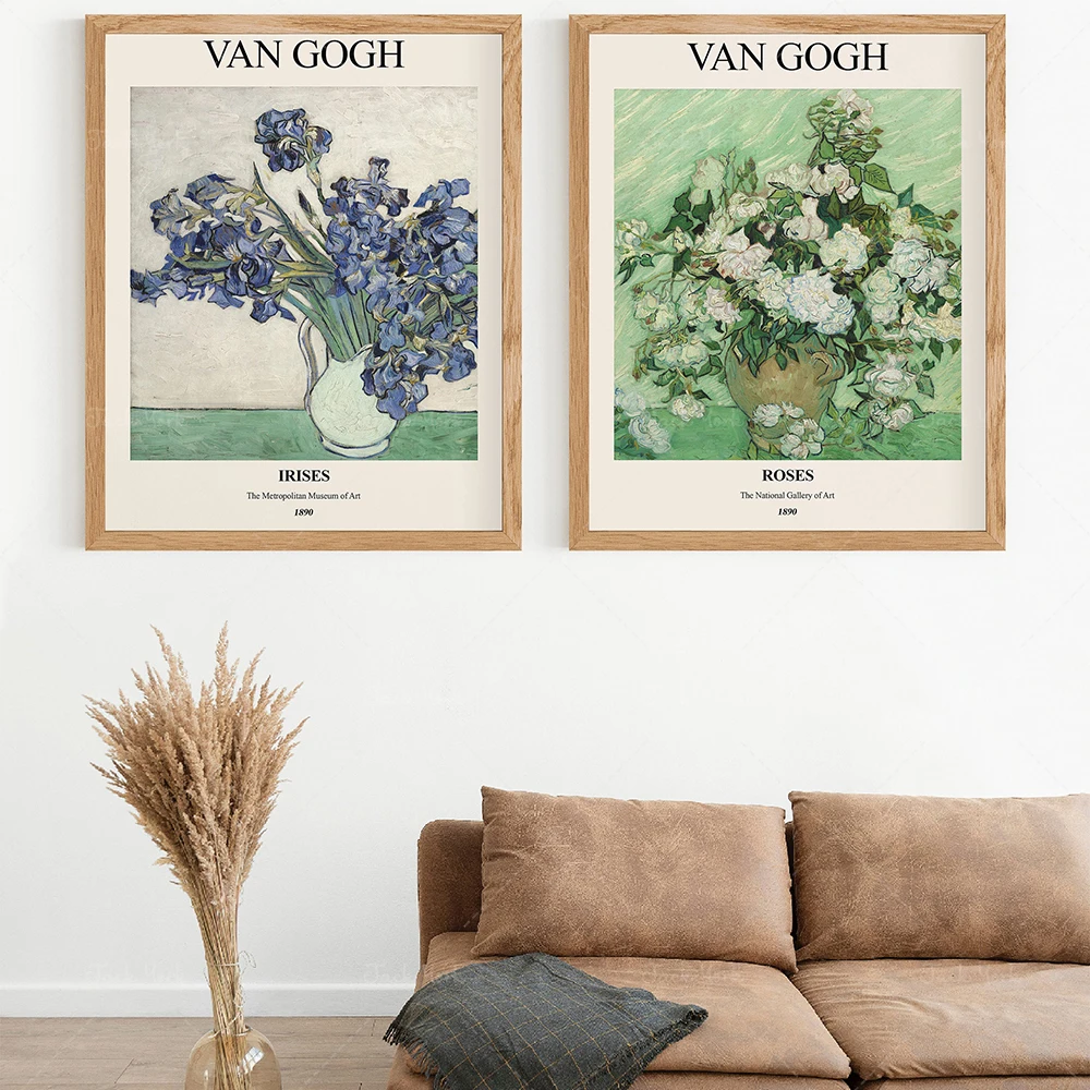 

Vincent Van Gogh Set of 2, Van Gogh Print, Gallery Wall Set, Printable Wall Art, Van Gogh Exhibition Poster, Botanical Print