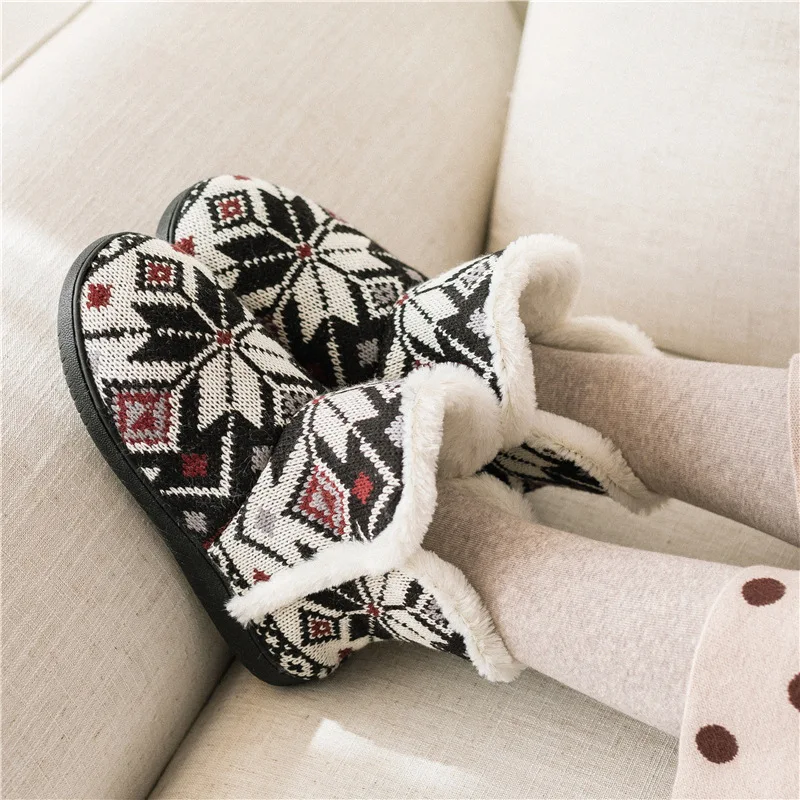 Cotton Home Shoes Floor Slippers Non-slip Men Women Soft Shoes Winter Women Slippers Couples Lovers Wool Warm Plush Indoor Snow