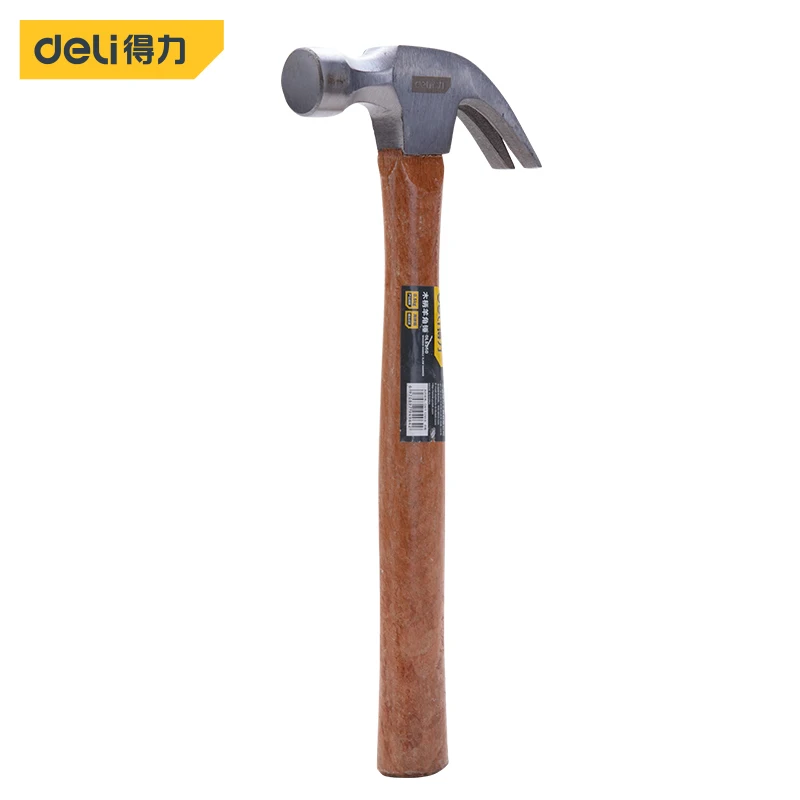 

deli Durable Construction Metalworking Household Nail Hammer Wooden Handle Hammer Repair Hand DIY Woodworking Tools Claw Hammer