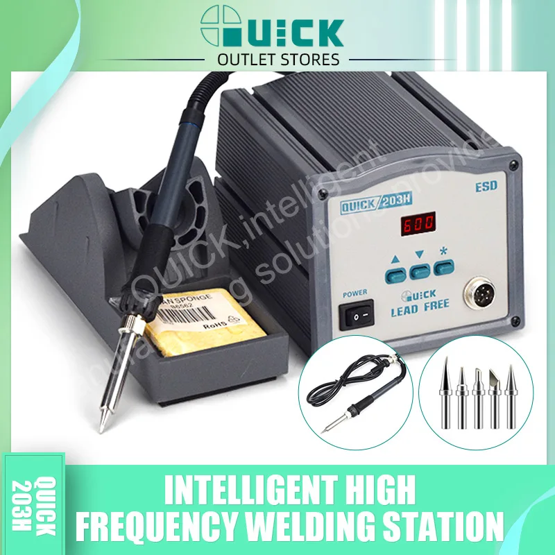 Quick 203H Auto soldering rework station Set replace handle iron tips soldering station Digital display Phone Repair BGA