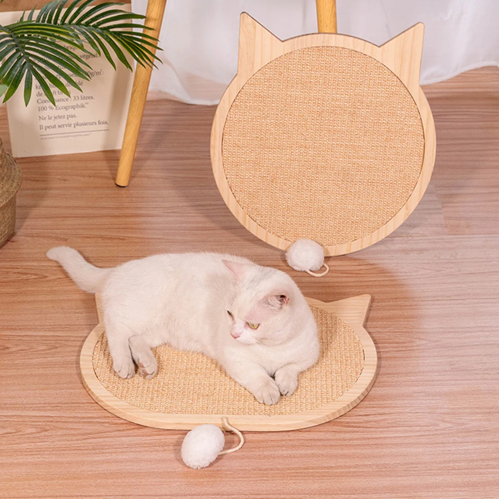 

Sisal Cat Toy Solid Wood Scratcher Board Cat Tower Fixable Mounted And Suction Cup Kitten Grinding Claws Toy Furniture Protector