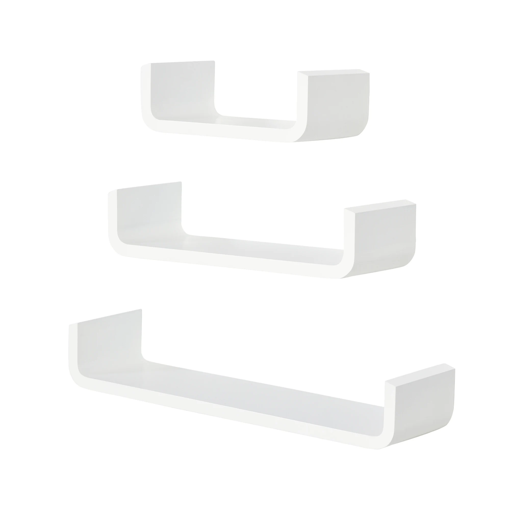 Homcom Wooden Shelf Rack Floating 3-Piece Wall for Books and Decoration Hanging Bookshelf-White Color