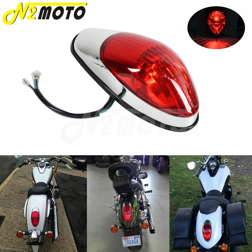 1 X Motorcycle Rear Tail Stop Red Light Lamp For Yamaha Suzuki Honda Kawasaki Vulcan 900 1500 Classic VN900C Crusiser Taillight