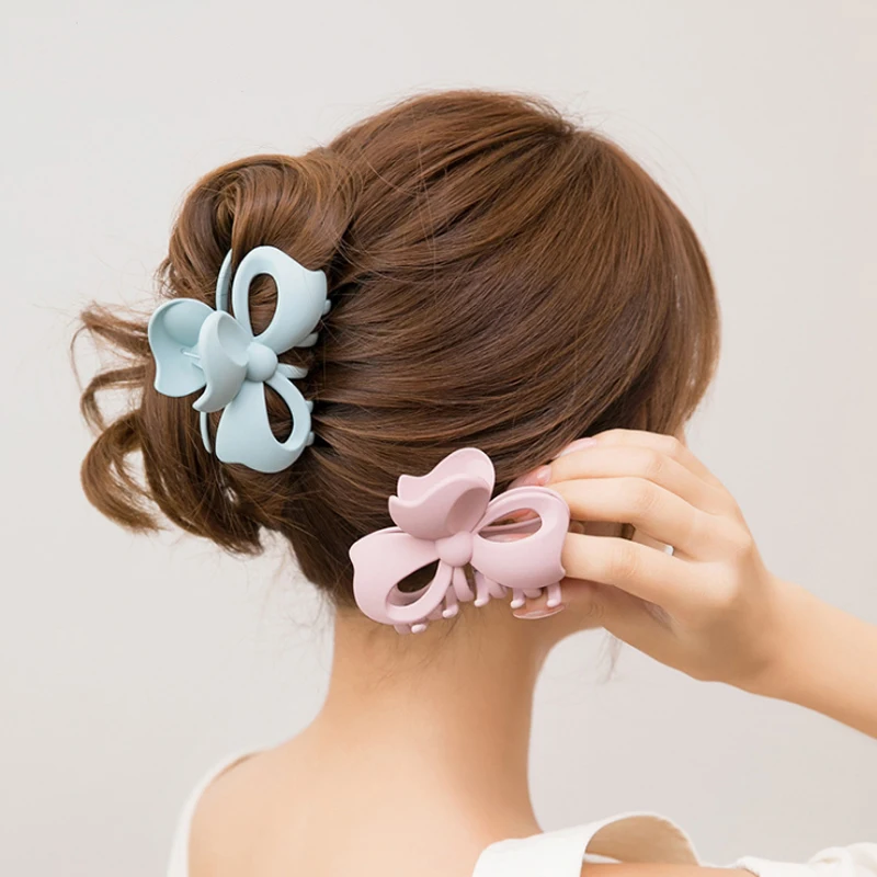 New Big Hair Clip Women's Headband Matte Finish Acrylic Bow Jaw Claw Bath And Shower Accessories For Thick Hair Female