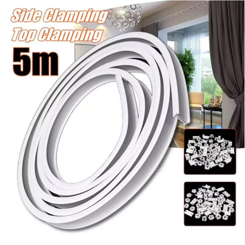 Cortina de Plástico Dobrável para Decoração de Casa 5m Flexível Trilho Janelas Varanda Casa Acessórios