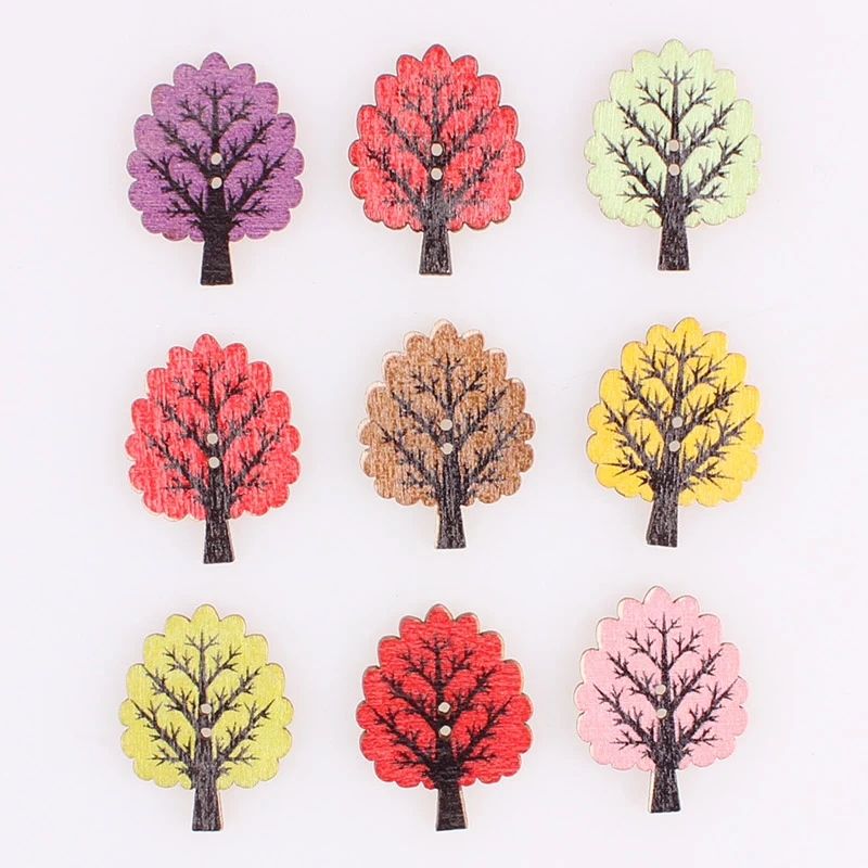 Leaves 2Hole Wooden Mixed Buttons Christmas DIY Decor Child Clothes Sewing Buttons Crafts Scrapbooking Accessories Decorativos E