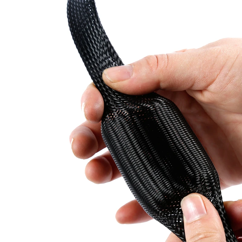 1 meter Nylon braided mesh tube Shock absorber tube Black snakeskin net Wire telescopic sleeve Netted tube retaining tube