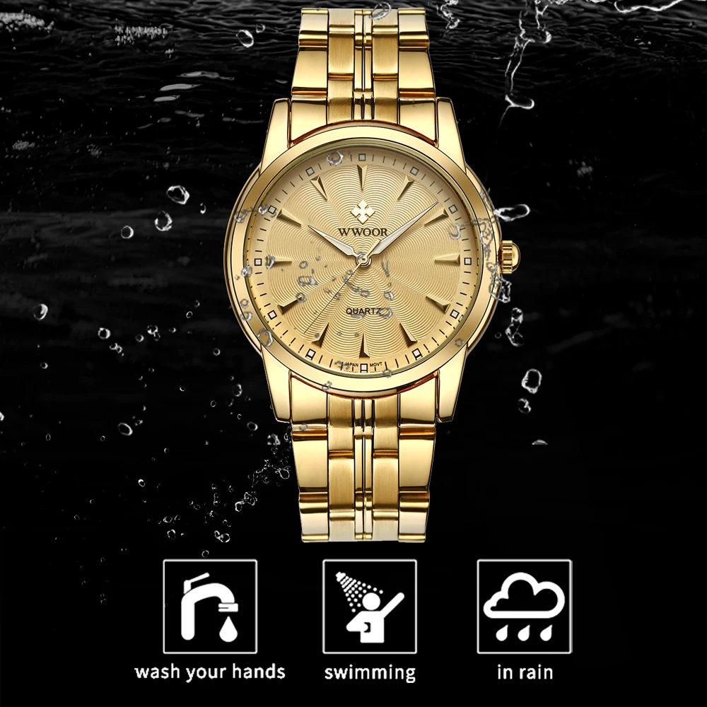 Relogio Masculino WWOOR New Fashion Watch Men Top Brand Gold Business Men Watches Waterproof Quartz Clock Man Casual Wrist Watch