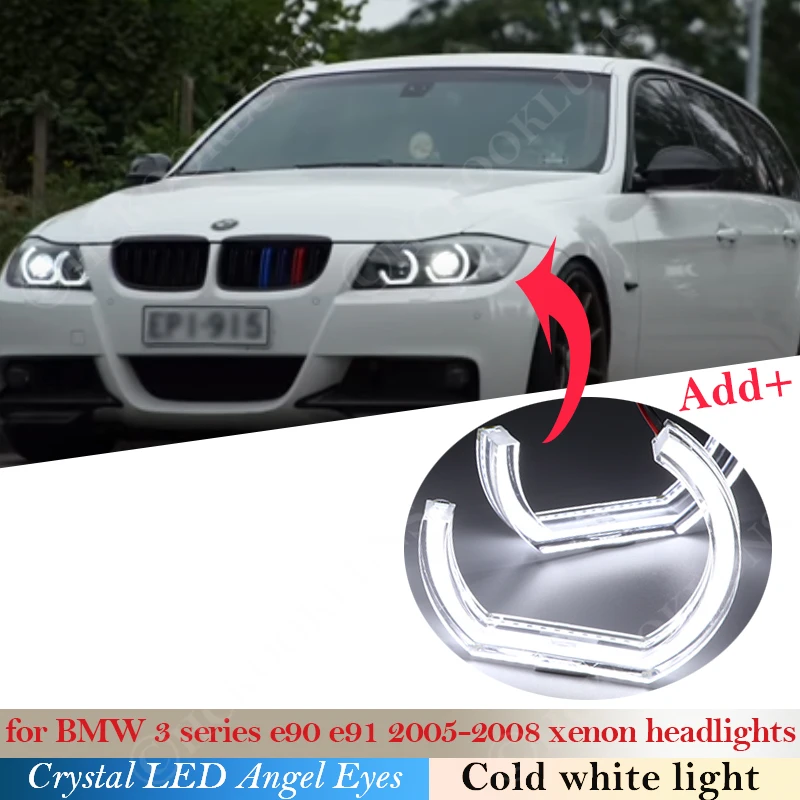 

DTM Style Crystal LED Angel Eyes Halo Rings Light kits For BMW 3 Series E90 E91 2005 2006 2007 2008 Xenon headlight Car styling