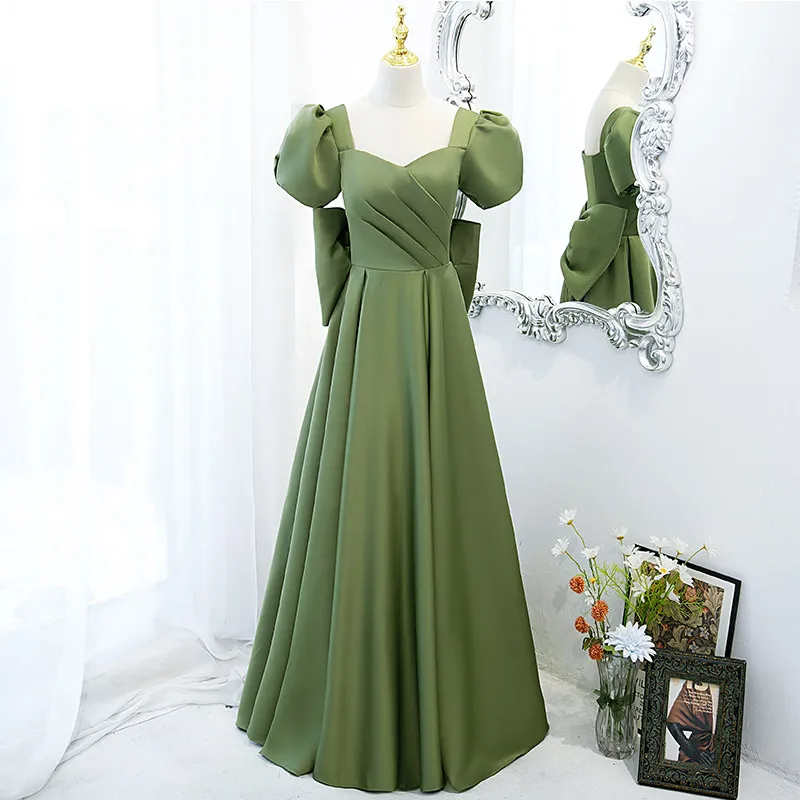 ชุดราตรี V คอโบว์ Appliques ซิปด้านหลังความยาวสั้นแขน A-Line Elegant Party Dresses ผู้หญิง B1297