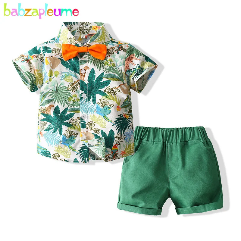 

babzapleume Summer Toddler Clothes Fashion Print Cotton Sleeveless Gentleman Shirt+Shorts Baby Boys Boutique Clothing Set 106