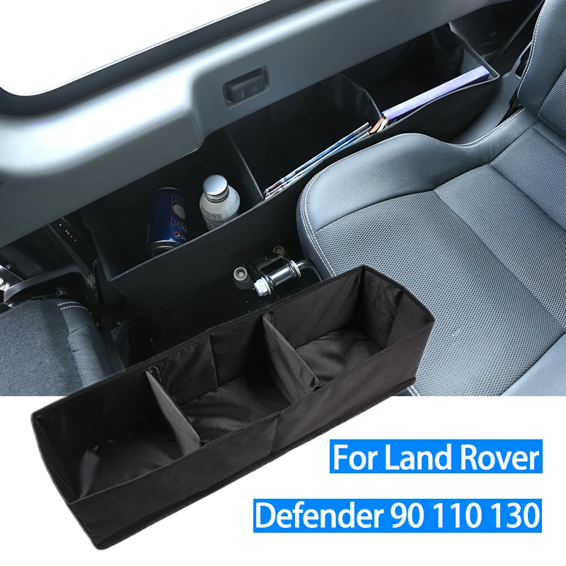 

Black Car Rear Row Seat Side Storage Box Bag,For LandRover Defender 90 110 130 2009-2018,Interior Accessories Compartment Pocket