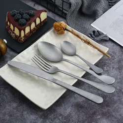 304 Stainless Steel Retro Cutlery Set Silverware Dinnerware Set Spoon Knife Fork Old Style Coffee Spoons Vintage Tableware Set