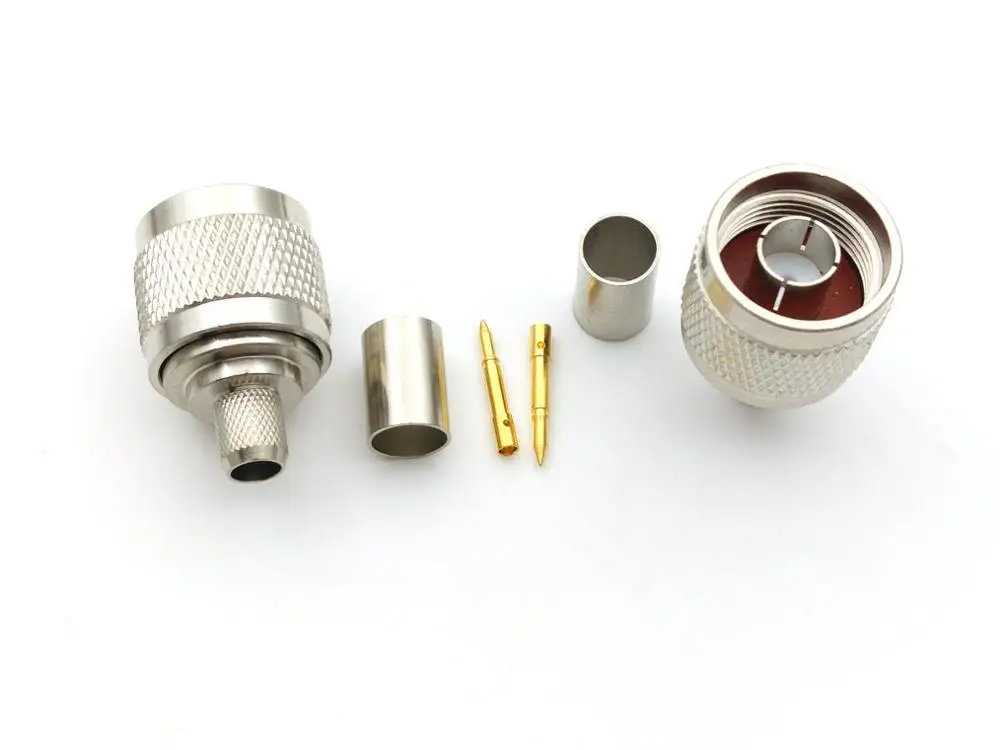 20pcs brass N male plug crimp RG5 RG6 5D-FB LMR300 cable straight connector