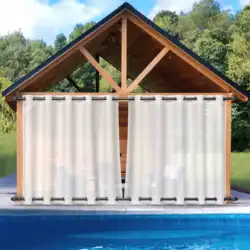 Outdoor Sheer Curtains, Waterproof Wind-Break Canopy Drapes Blinds for Privacy, Porch, Gazebo, Deck and Pergola