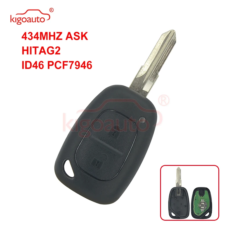 

Kigoauto 8200008231 дистанционный ключ с 2 кнопками 433 МГц VAC102 ID46-PCF7946 для Renault Kangoo 2005 2006 2007