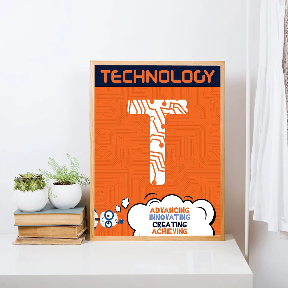 Abstract STEAM Posters for Science Technology Engineering Art Math Canvas Painting Wall Art Picture For School Classroom Decor