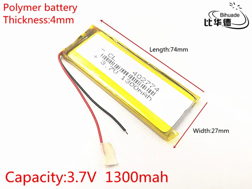 10pcs/lot 3.7V 1300mAh 402774 Lithium Polymer Li-Po li ion Rechargeable Battery cells For Mp3 MP4 MP5 GPS