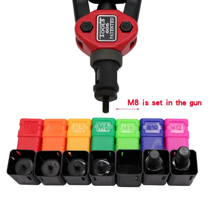 Rivet Nut Hand Threaded Rivet Nuts Gun BT606 M3 M4 M5 M6 M8 M10 M12 Double Insert Manual Riveter Gun Riveting Rivnut Rivet Tool