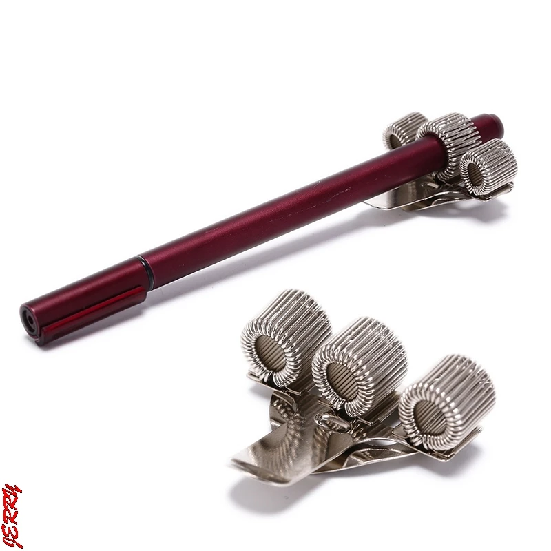 Portalápices de Metal con Triple agujero, 1 unidad, con Clip de bolsillo, soporte para uniforme de enfermera, almacenamiento de escritorio creativo
