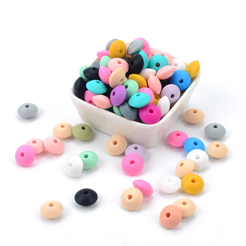 15MM 30pcs/lot Silicone lentil Beads Silicone BPA Free DIY Charms Newborn Nursing Accessory Teething Necklace Teething Toy