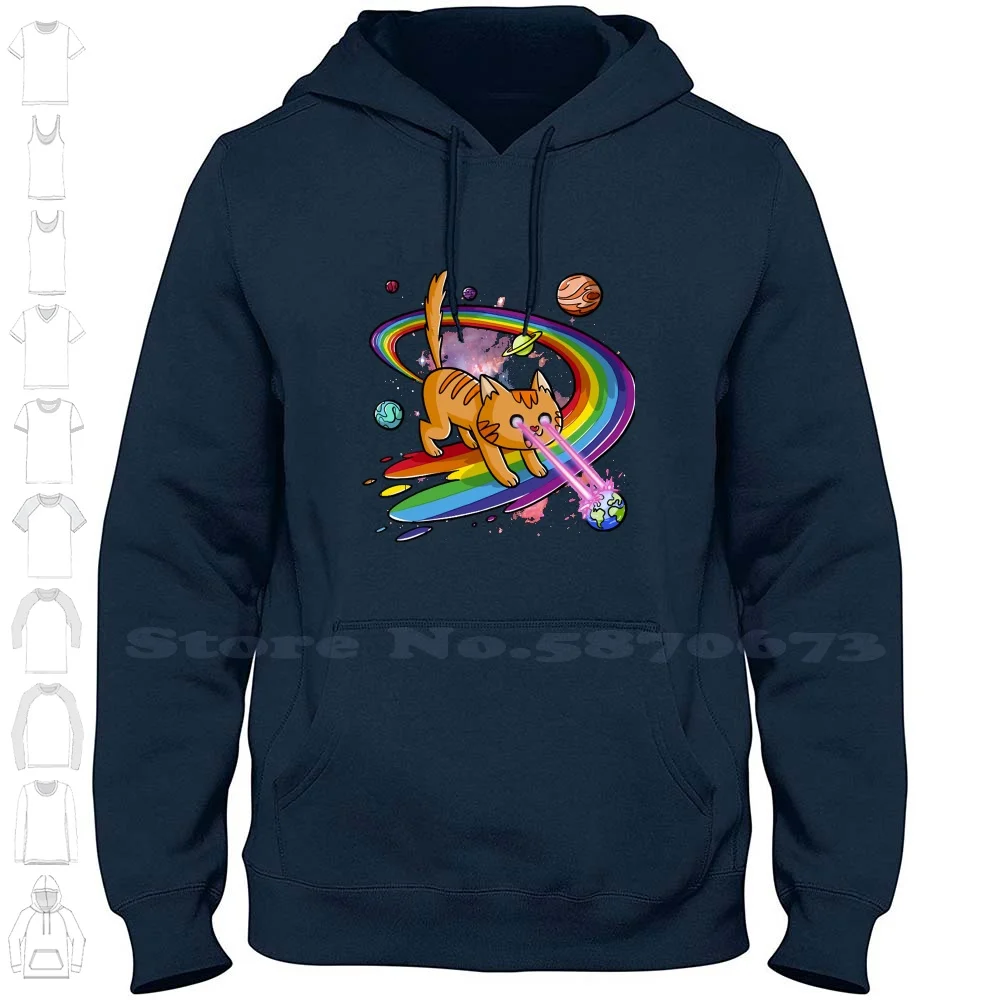 Cute Space Cat Eye Lasers And Rainbow Farts Streetwear Sport Hoodie Sweatshirt Cat Cat Unicorn Cute Kawaii Galaxy Kitten Laser