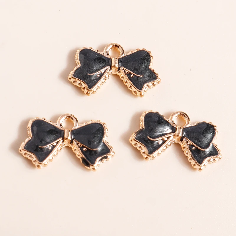 10 stücke 10*16mm Nette Emaille Bowknot Charms für Schmuck Machen Kawaii Bowtie Charms Ohrring Halskette Anhänger Diy machen Zubehör – Detail 4