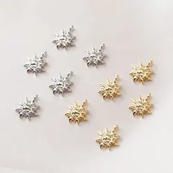 4PCS Gold Plated Sun Pendant Charms for Jewelry Making Bracelet Diy Earrings Supplies Handmade Copper Accessories