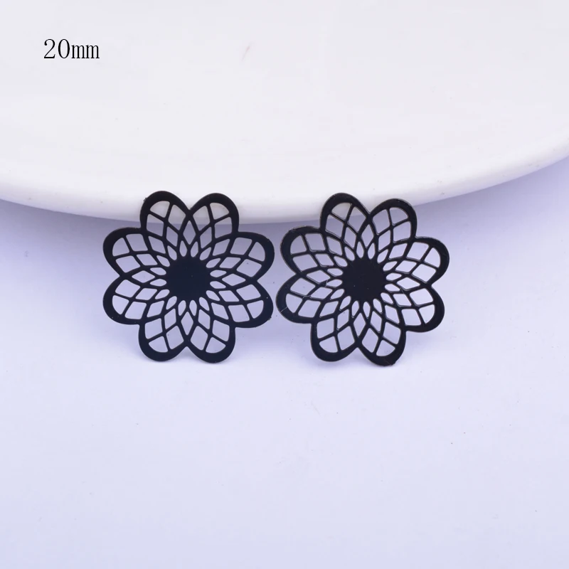 12pcs Making Eearring Black Flower Charms Lilies Rose Pendant Jewelry Accessories