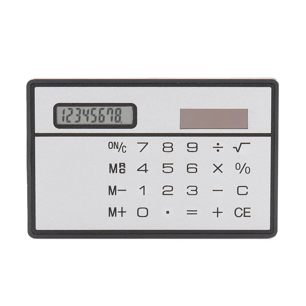 Solar Calculator 8-Digit Ultra-Thin Solar Calculator with Touch Screen Credit Card Design Mini Credit Card Size Portable