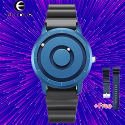 Eutour-reloj analógico de cuarzo para hombre, accesorio de pulsera resistente al agua con esfera magnética azul, complemento Masculino deportivo de estilo informal, 2021