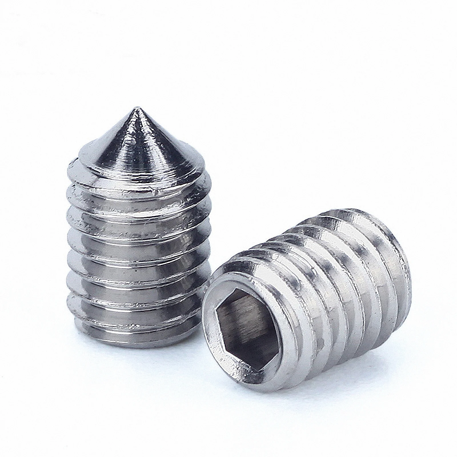 Juego de tornillos hexagonales de acero inoxidable, juego de tuercas Grub de punto cónico, M3, M4, M5, M6, M8, M10, M12, A2 304, DIN914, 5-30 unidades