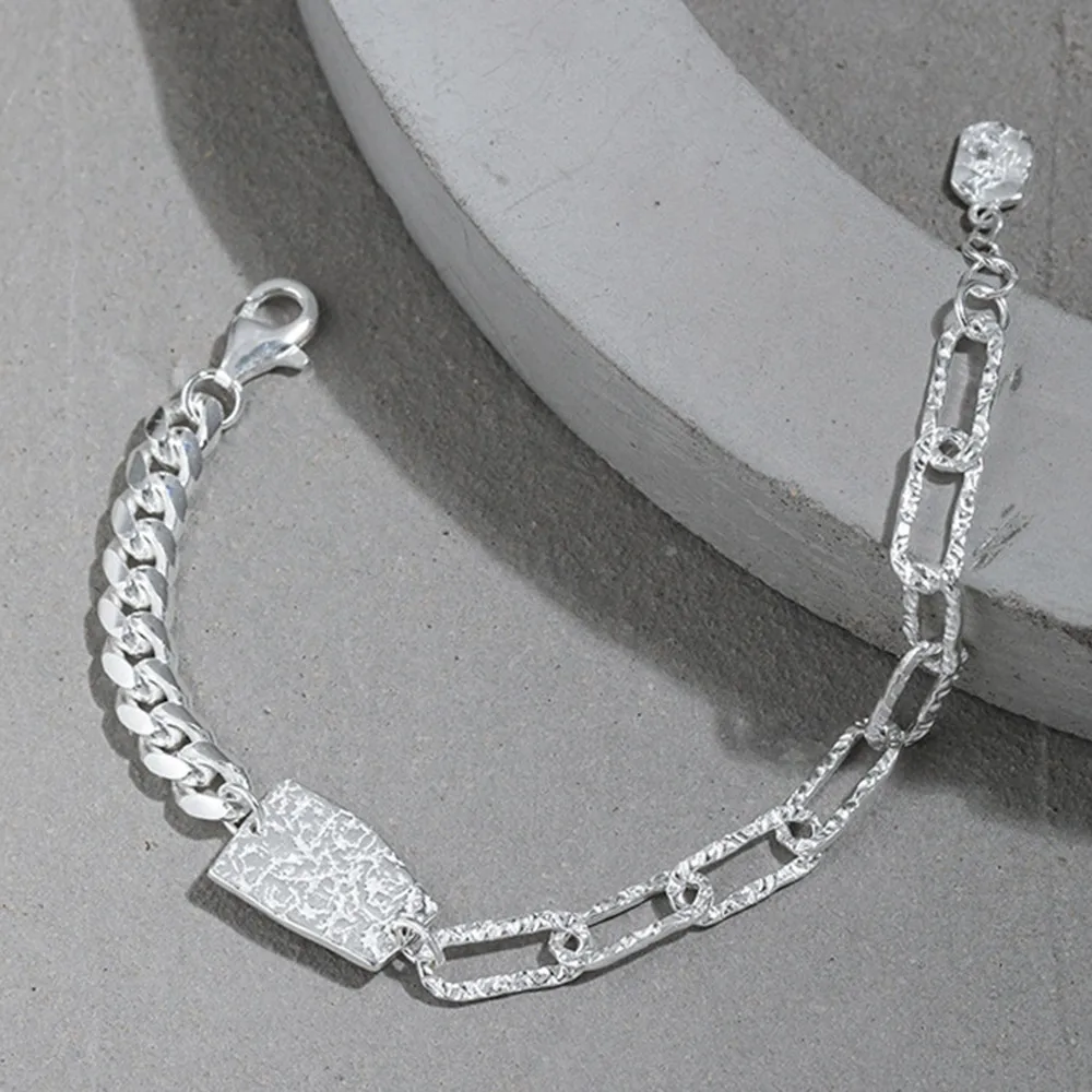 KIKICHICC New 925 Sterling Silver Gold Heavy Horoscope Chains Square Double Chain Bracelet Women Luxury Jewelry 2021 Wedding