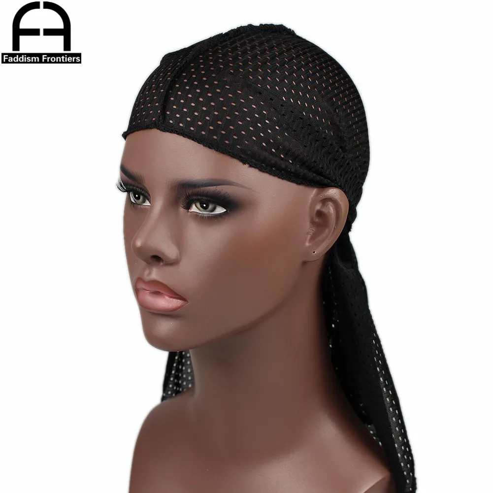 Sommer Männer Mesh Durag Atmungsaktive Lange Schwanz Durags Bandanas für Männer Welle Do DuRag Lumpen – Detail 6