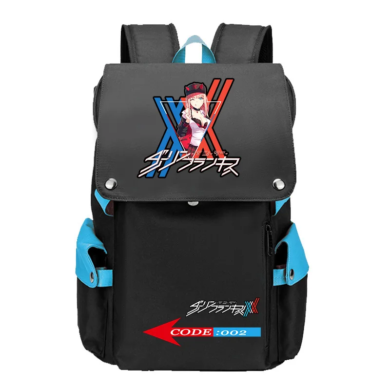 DARLING in the FRANXX Large Girls School Bags ZERO TWO Anime Flag Bookbag Oxford Travel Backpack USB Charging Laptop Bagpack