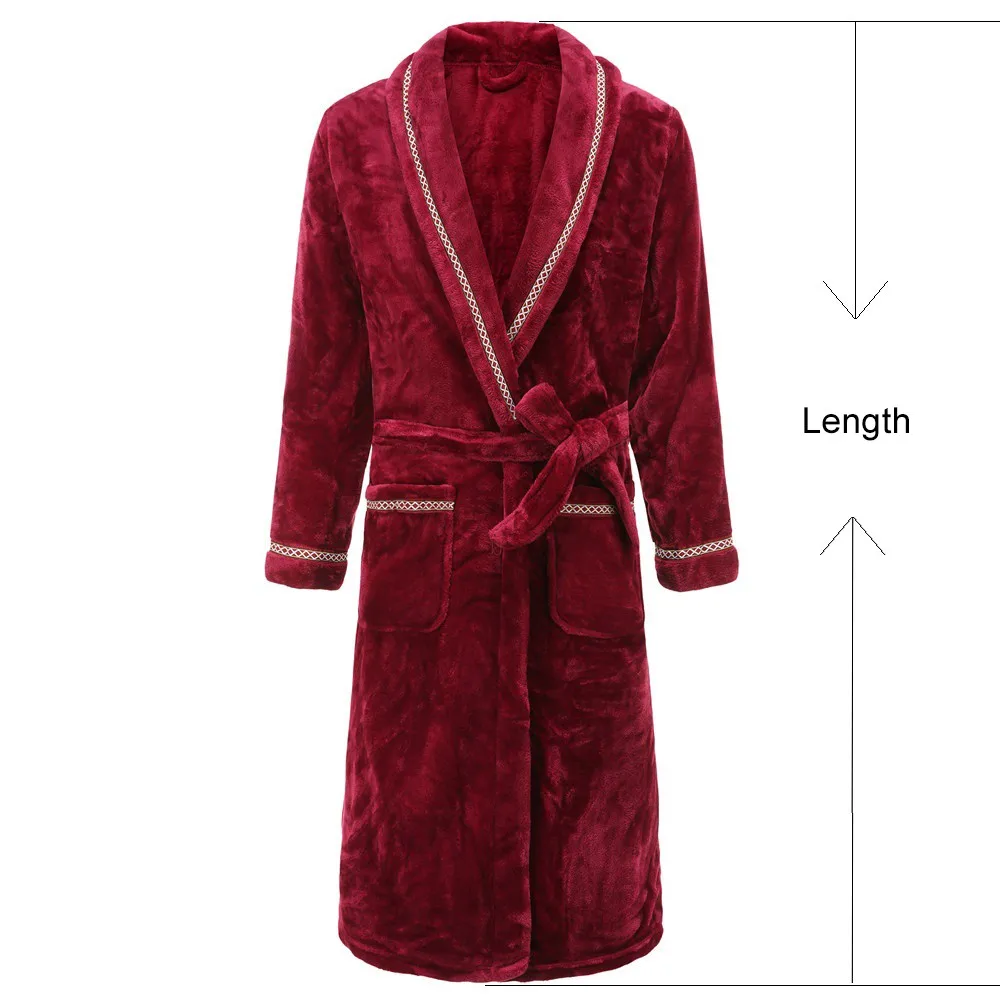 Winter Warm Couple Robe Kimono Bath Robe Thick Flannel Sleepwear Nightgown Women Coral Fleece Home Dressing Gown Loungewear