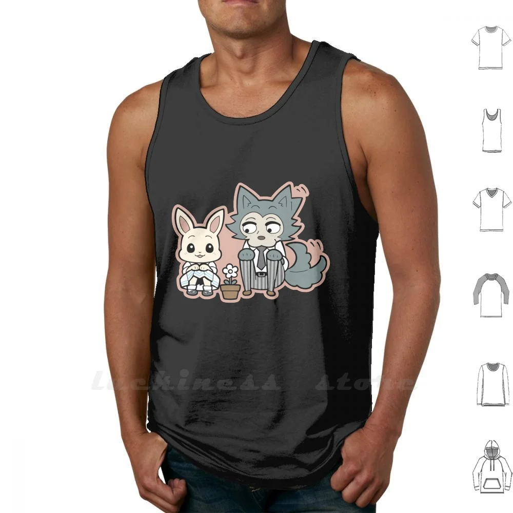 Beastars - Legosi And Haru Tank Top Vest Sleeveless Men Women Cotton Beastars Legosi Haru Manga Anime Cute Kawaii Chibi Together