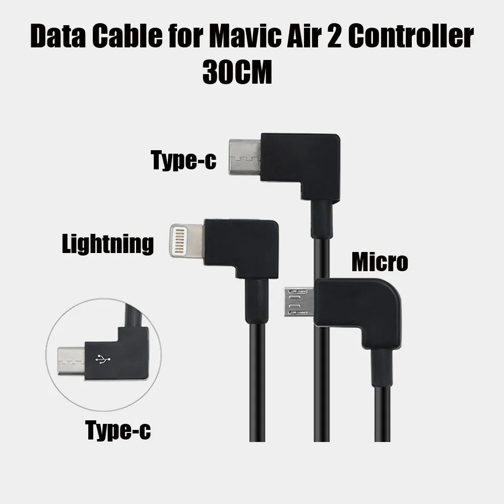 Mavic Air 2 Controller OTG Data Cable Type-C to Micro USB IOS Lightning 30CM For DJI Mavic Air 2 Table Holder Data Cables Parts