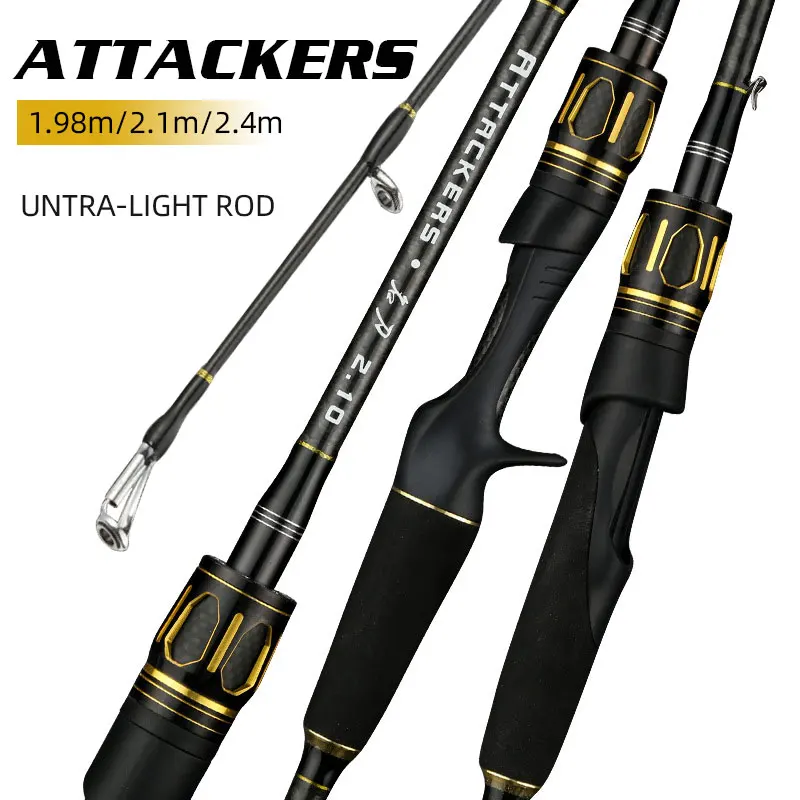 

MASCOTTE ATTACKERS Carbon Fishing Rod 1.98m 2.1m 2.4m Lure WT.7-30g Double Tips Untralight Lure Rod Spinning Casting Rods