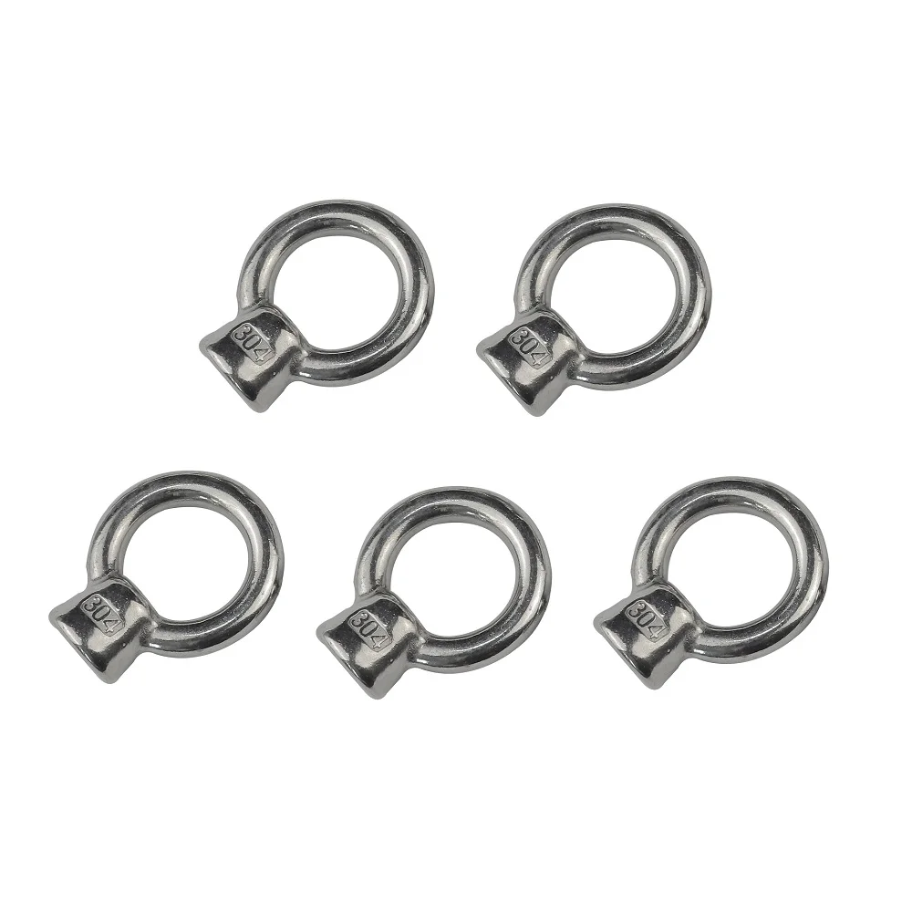 5PCS 304 Stainless Steel JIS 1169 Lifting Eye Nut M6 M8 M10 M12 Rigging Hardware Heavy Duty Nut Eyes For Wire Rope Lifting