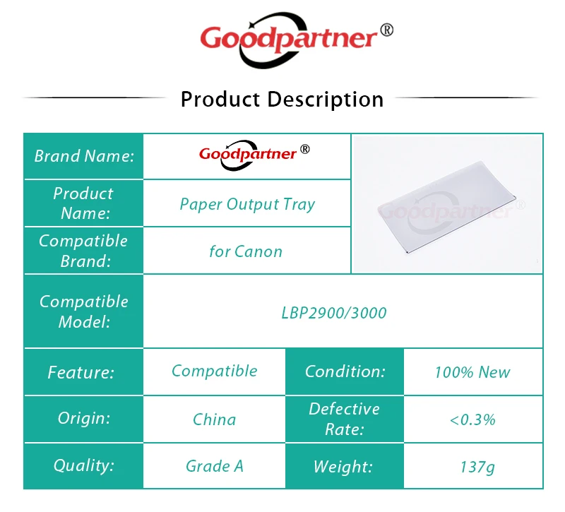 5X RC1-6214-000 Paper Output Delivery Tray Assembly ASSY for Canon LBP2900 LBP3000 LBP2900+ LBP 2900 2900+ 3000