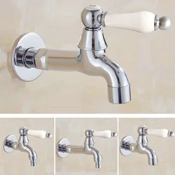 Chrome Keramische handvat Wall Mounted Tuin Wasmachine Water Tap Kraan Messing Mop Zwembad Wastafel Kraan Water Tap KD085