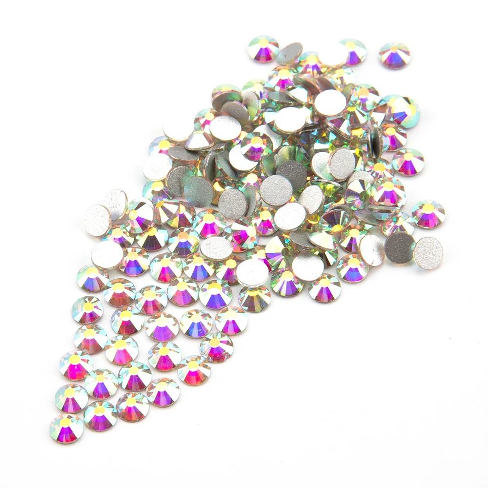 Glitter Rhinestones Crystal Ab SS3-SS40 Niet Hot Fix Plaksteen Strass Naaien & Stof Kledingstuk Strass Nail Art Stone