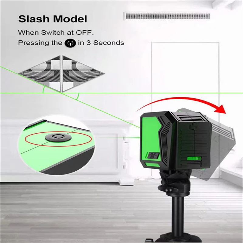 CUPBTNA Mini Handed Groen Rood Licht Automatische Roterende Laser Niveau Horizontale Verticale Cross 2 Lijn Draagbare Niveau Measure Tool