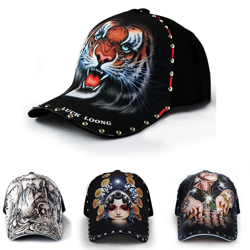 Illustration Art Baseball Cap Rivet Personality Hip-hop Hat Snapback Unisex Baseball Cap For Woman & Man Snapback Cap Sport Hat