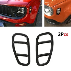 2PCS Protector Side Lamp Covers Decal Decor Trim For Jeep Renegade 2015-2019 Black Car Exterior Accessories