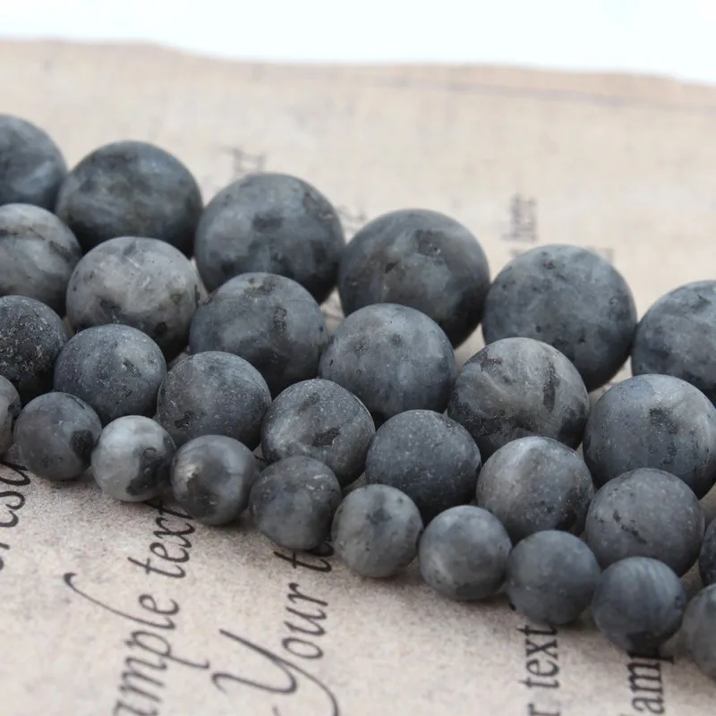Natural Matte Black Labradorite Stone Beads For DIY Jewelry Making 4 6 8 10 12mm Round Loose Beads Bracelet Accessories 15\'\'