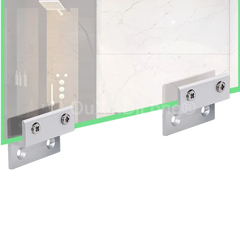 4PCS Aluminum Glass Acrylic Mirror Clip Wall Mount Holder Bathroom Glass Clamp H Shaped Brackets Silver/Black for 4-20mm GF833